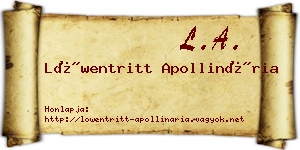 Löwentritt Apollinária névjegykártya